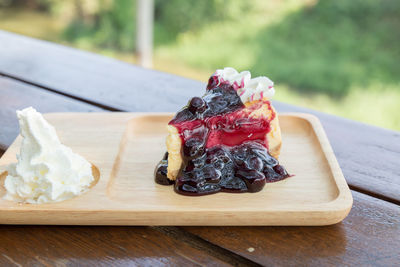 Close-up of ice cream on table