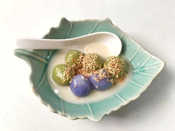 High angle view of breakfast in plate