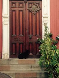 Closed door of a building