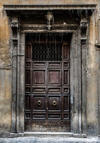 Closed door of old building