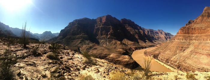 Panoramic view of mountains against sky