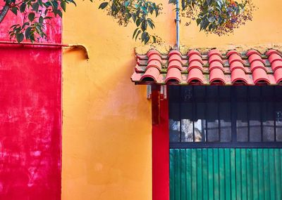 Multi colored wall of house