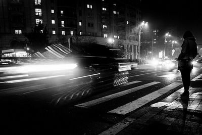 Blurred motion of city street at night