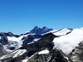 Scenic view of snow covered mountains