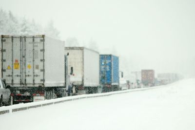 Traffic on snow covered road