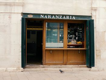 Closed door of building