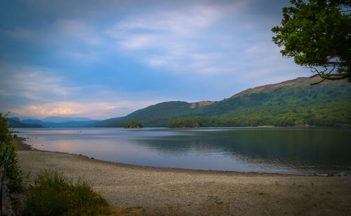 Scenic view of lake against sky