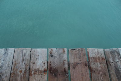 High angle view of wooden post in swimming pool