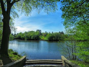 Scenic view of lake against sky