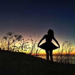 Silhouette landscape at sunset