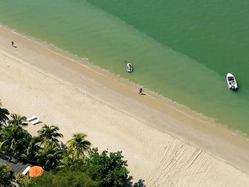 High angle view of man on beach