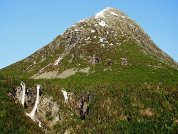 Scenic view of mountain against clear sky