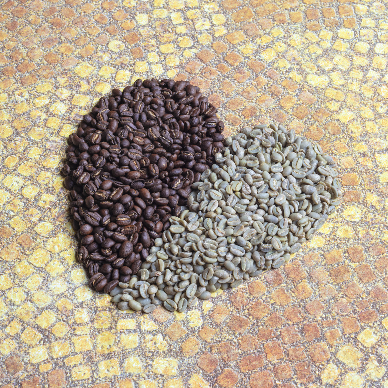 HIGH ANGLE VIEW OF COFFEE BEANS ON FLOOR