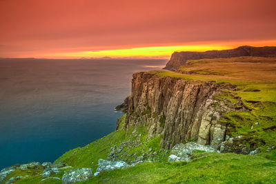 Scenic view of sea against sky during sunset