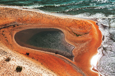 Natural pool on the beach . standing water on the coast