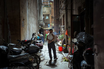 View of people in city