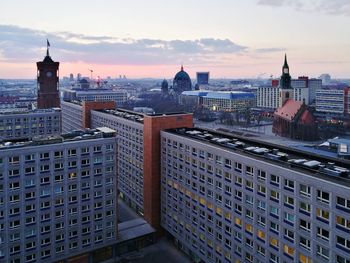 View of cityscape at sunset