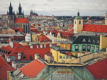 High angle view of townscape against sky