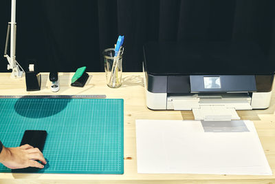 Man using laptop on table