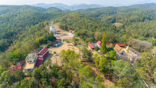 High angle view of village