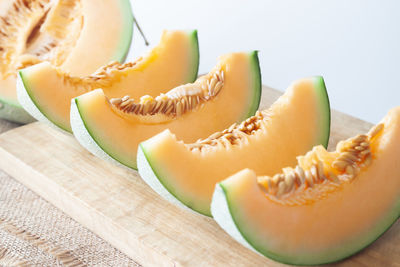 Close-up of fruits on cutting board