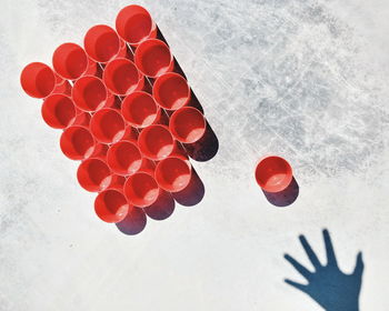 Close-up of red object on white background