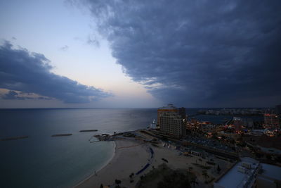 High angle view of sea against sky