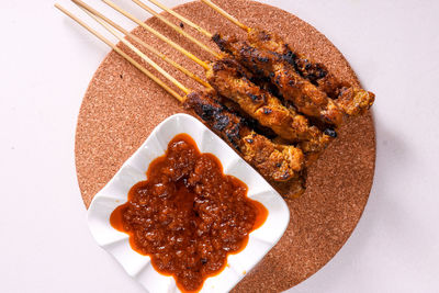 High angle view of food on plate