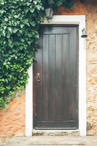 Closed door of house