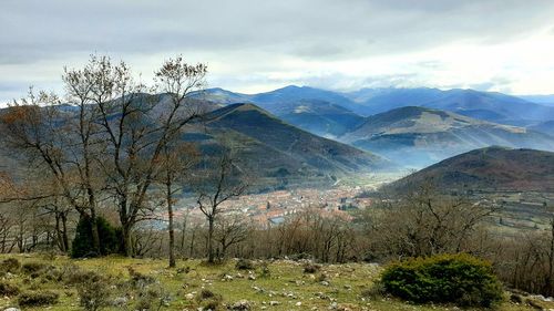 Scenic view of mountains against sky