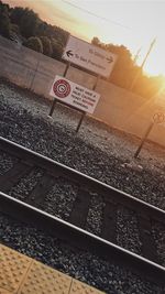 High angle view of railroad tracks against sky