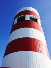 Low angle view of lighthouse against clear sky