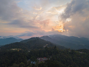 Aerial view of greenery highland in fraser's hill, pahang, malaysia.