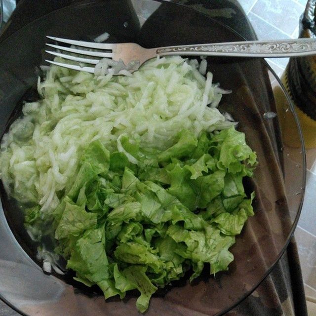 indoors, food and drink, freshness, food, healthy eating, still life, vegetable, high angle view, table, close-up, bowl, ready-to-eat, plate, green color, leaf vegetable, no people, salad, variation, indulgence, cabbage