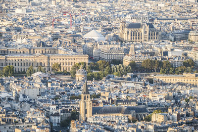 High angle view of buildings in city