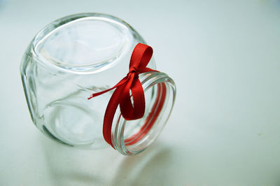 Close-up of water in jar on table