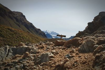 Scenic view of mountains against clear sky