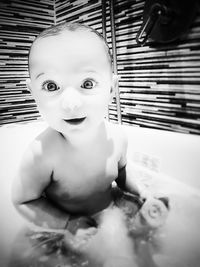 Close-up portrait of cute baby toy