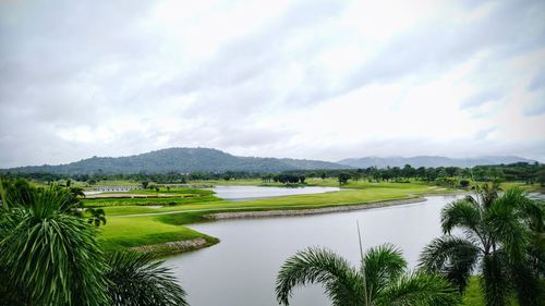 Scenic view of lake against sky