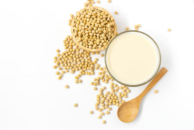 High angle view of breakfast on white background