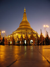 Illuminated temple at night