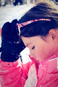 Close-up of a person in snow