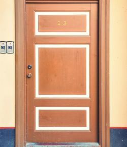 Close-up of closed door of building