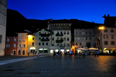View of illuminated buildings at night