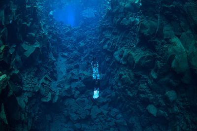 High angle view of scuba diver