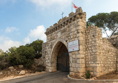 Low angle view of historical building against sky