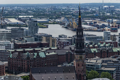 High angle view of city