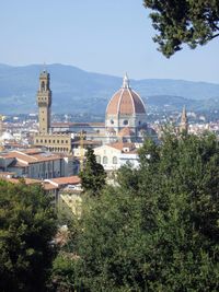 View of florence and duomo santa maria del fiore while walking up the hill to fiesole 