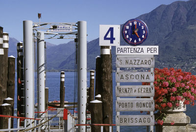 Road sign against clear sky