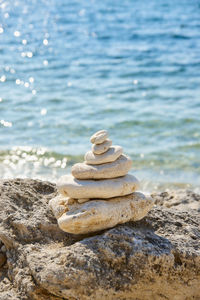 Stack of stones on beach